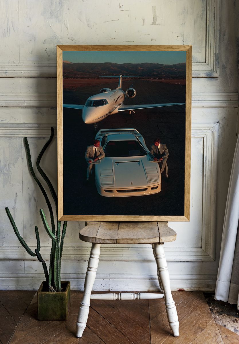 Luxury Jet and Sports Car Poster. room preview