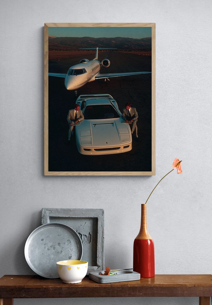 Luxury Jet and Sports Car Poster. — room view 3