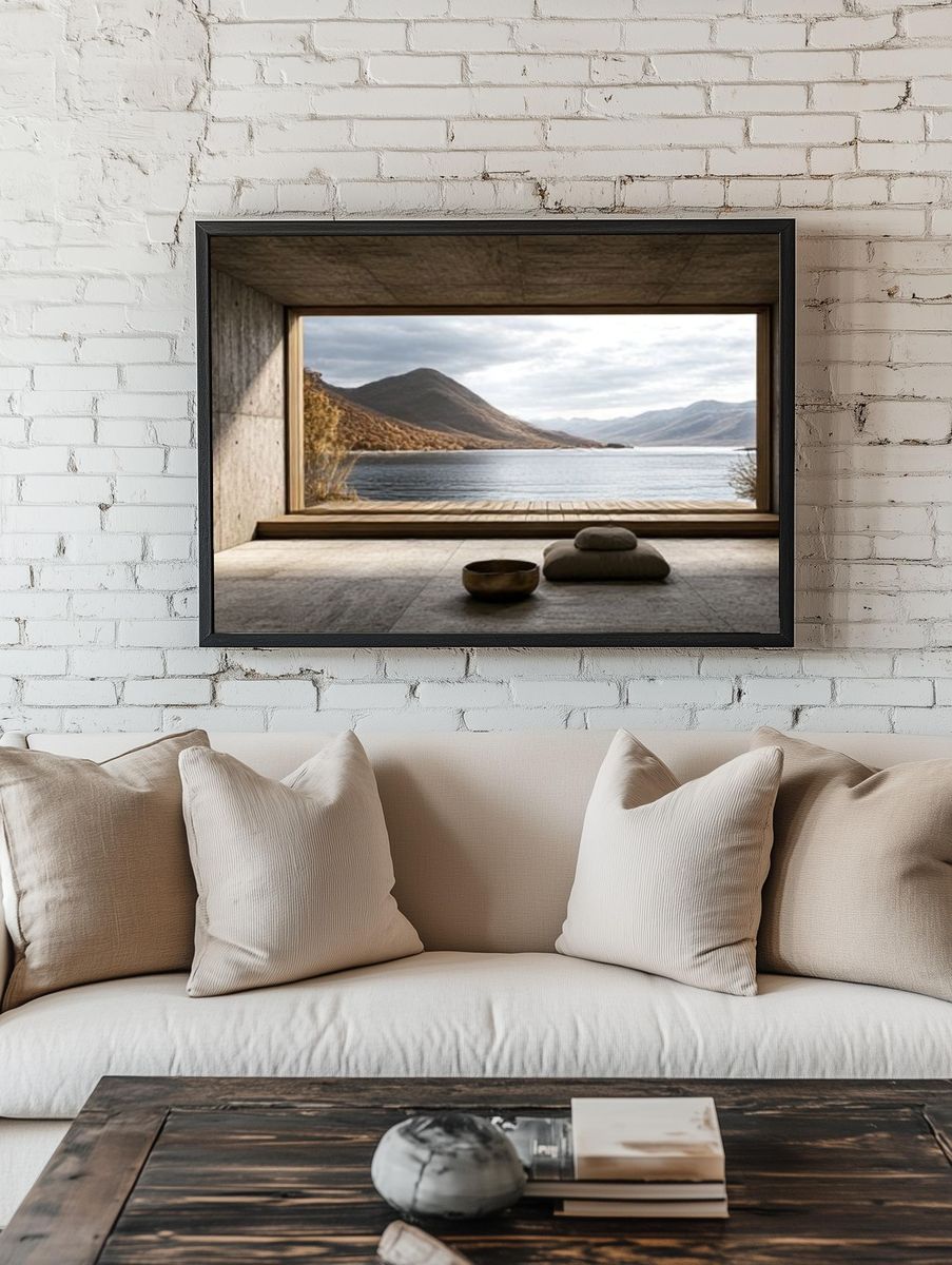 Lake View Minimalist Photography Poster. room preview