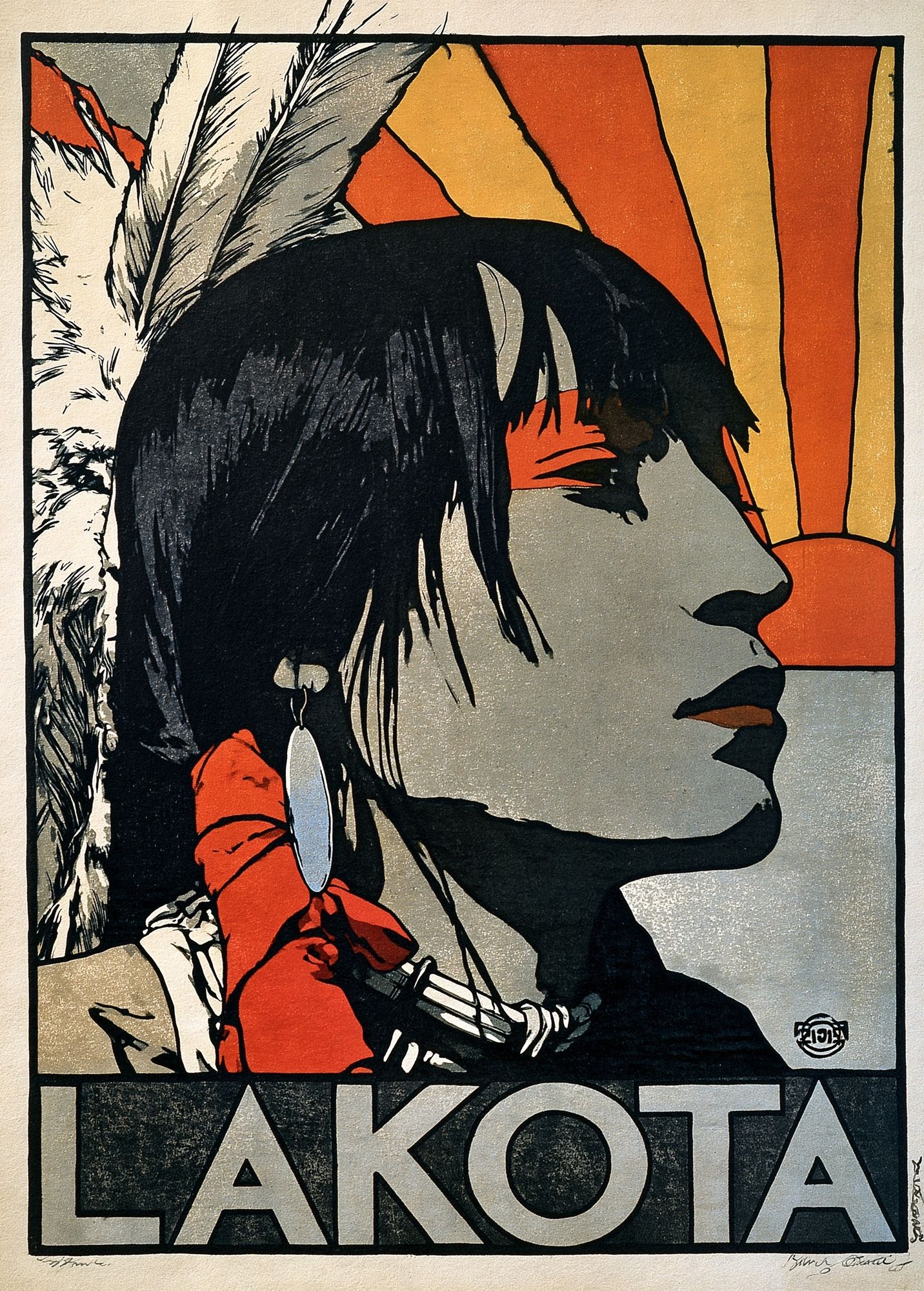 Lakota Portrait Vintage Poster. poster detail
