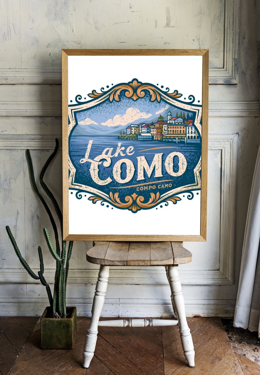 Lake Como Vintage Travel Poster. room preview