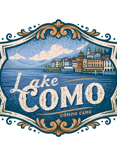 Lake Como Vintage Travel Poster.