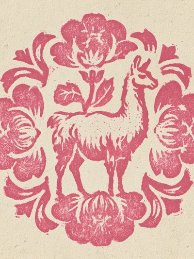 Llama Floral Illustration Poster. poster