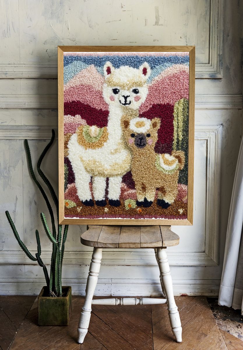 Llama and Baby Llama — Cute Illustration Print. — room view 1