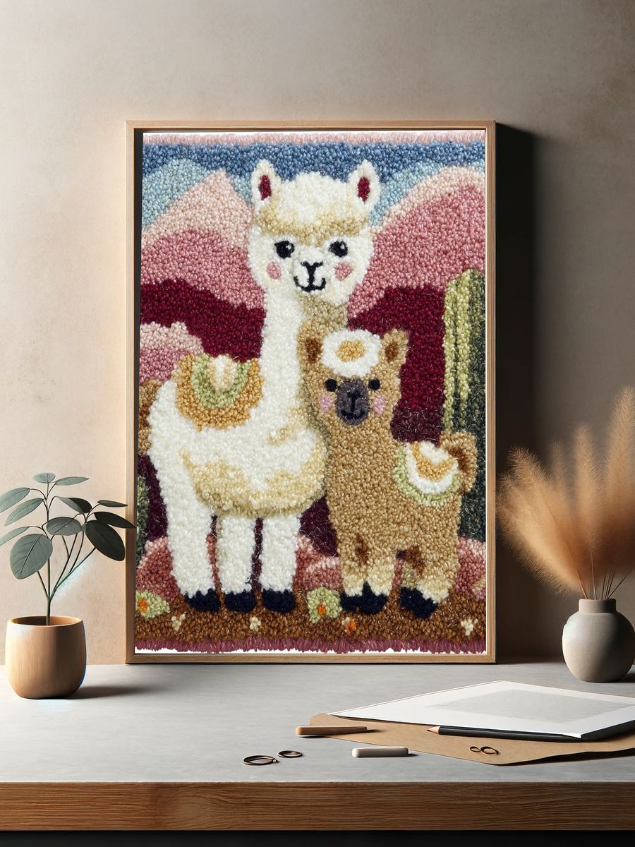 Llama and Baby Llama — Cute Illustration Print. — room view 2