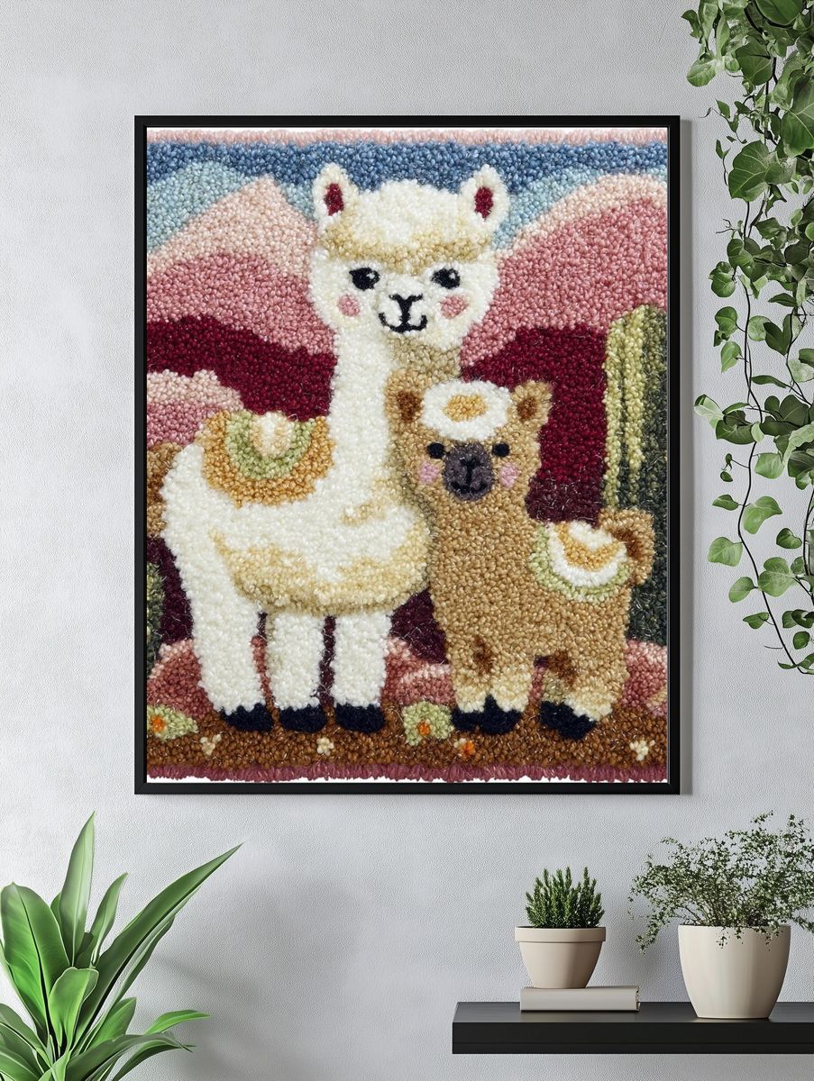 Llama and Baby Llama — Cute Illustration Print. — room view 4