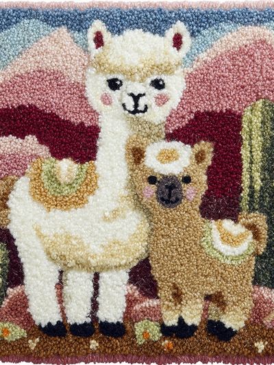 Llama and Baby Llama — Cute Illustration Print. poster print