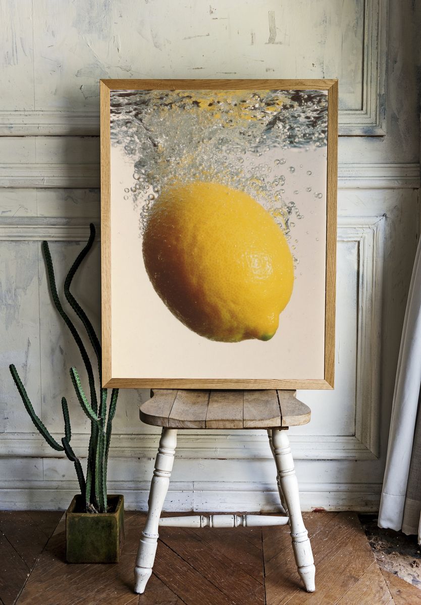 Lemon Splash Photography Poster. room preview