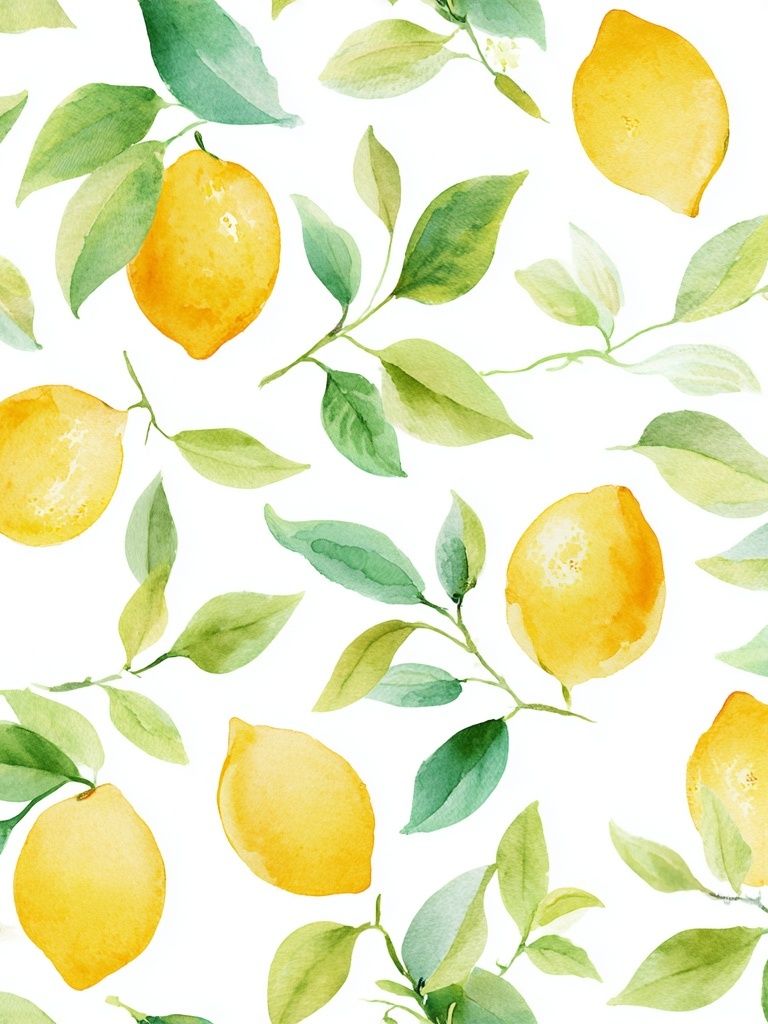 Lemon and Leaf Watercolor Poster. poster detail