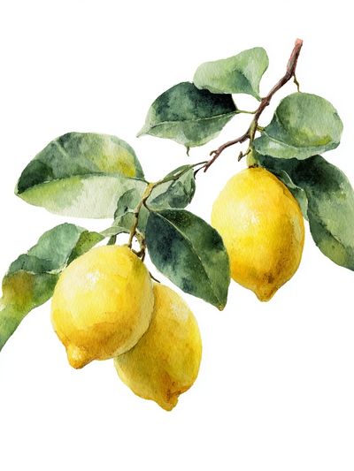 Lemon Branch Watercolor Poster. poster print