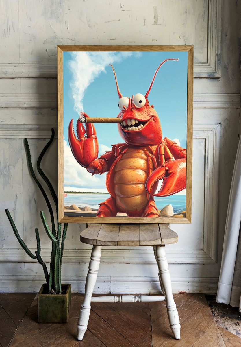 Smoking Lobster Beach Poster. — room view 1