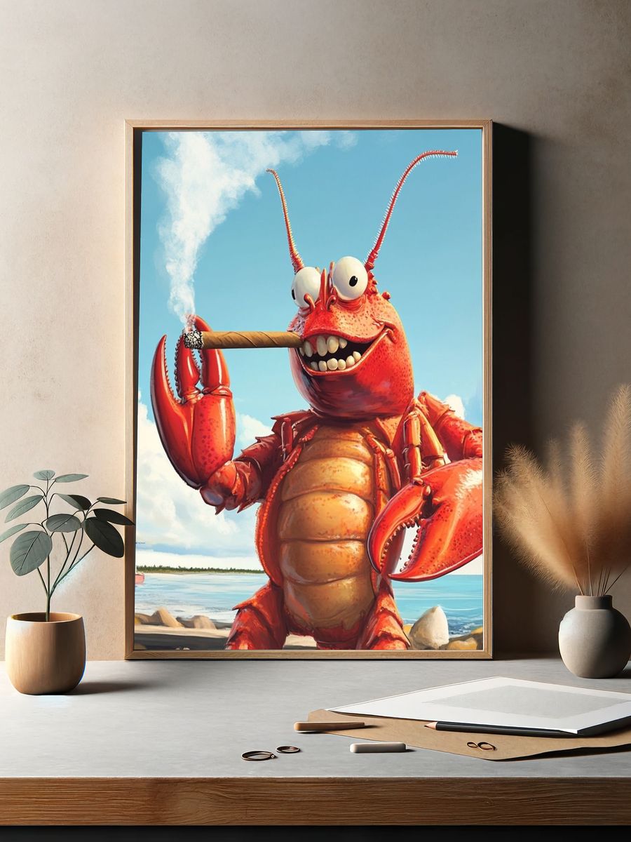 Smoking Lobster Beach Poster. — room view 2