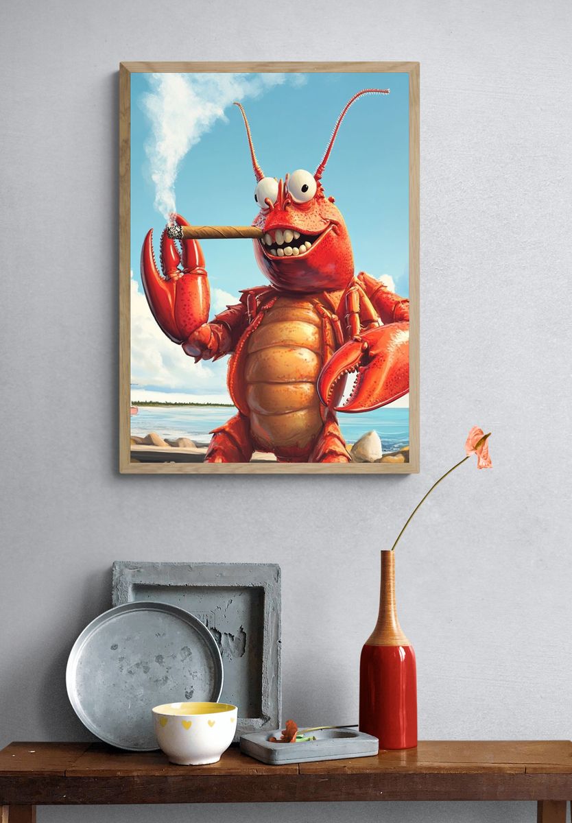 Smoking Lobster Beach Poster. — room view 3