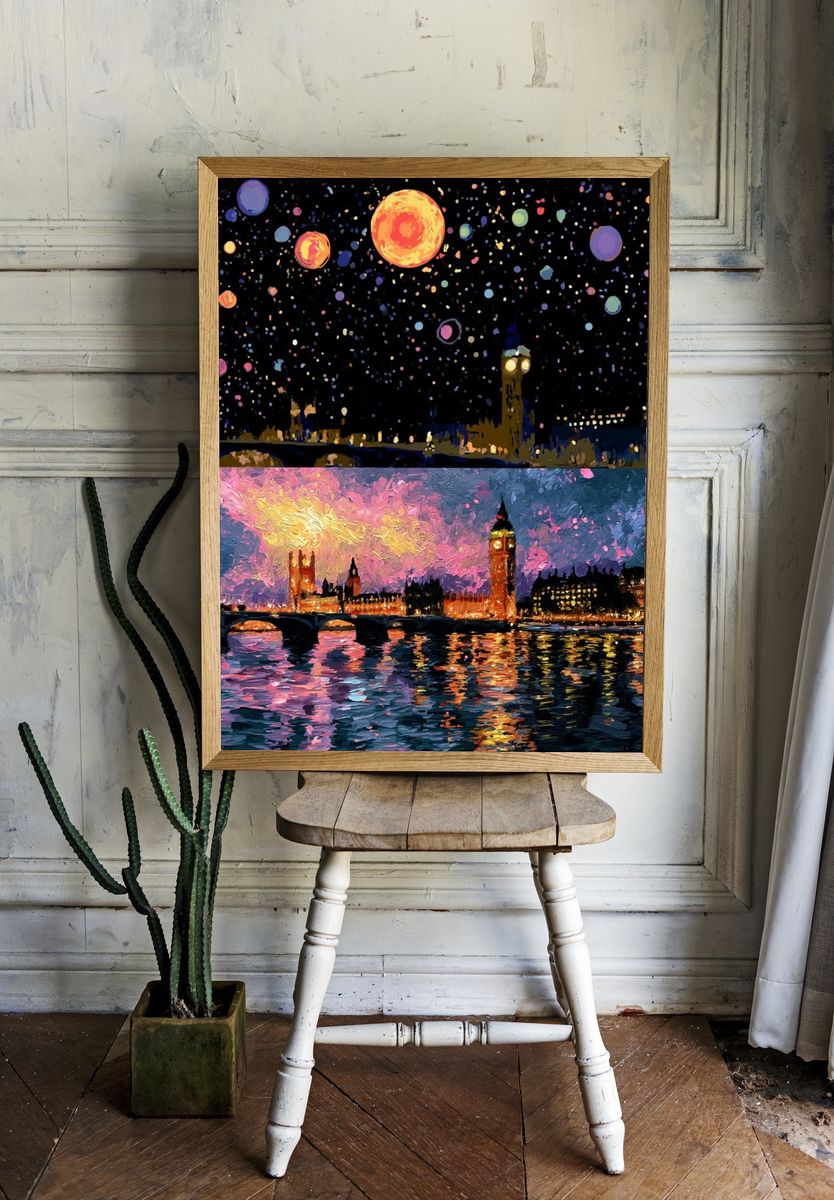 London Night Skyline — Fine-Art Print. room preview