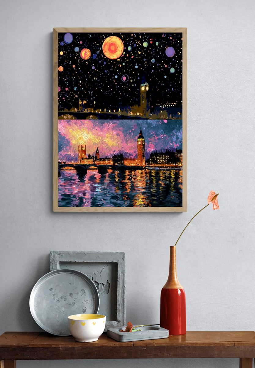 London Night Skyline — Fine-Art Print. — room view 3