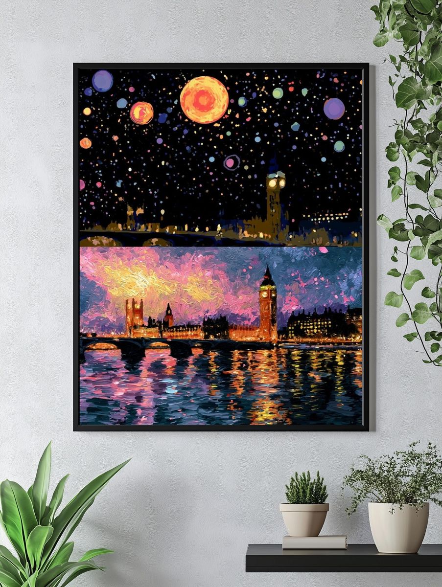 London Night Skyline — Fine-Art Print. — room view 4
