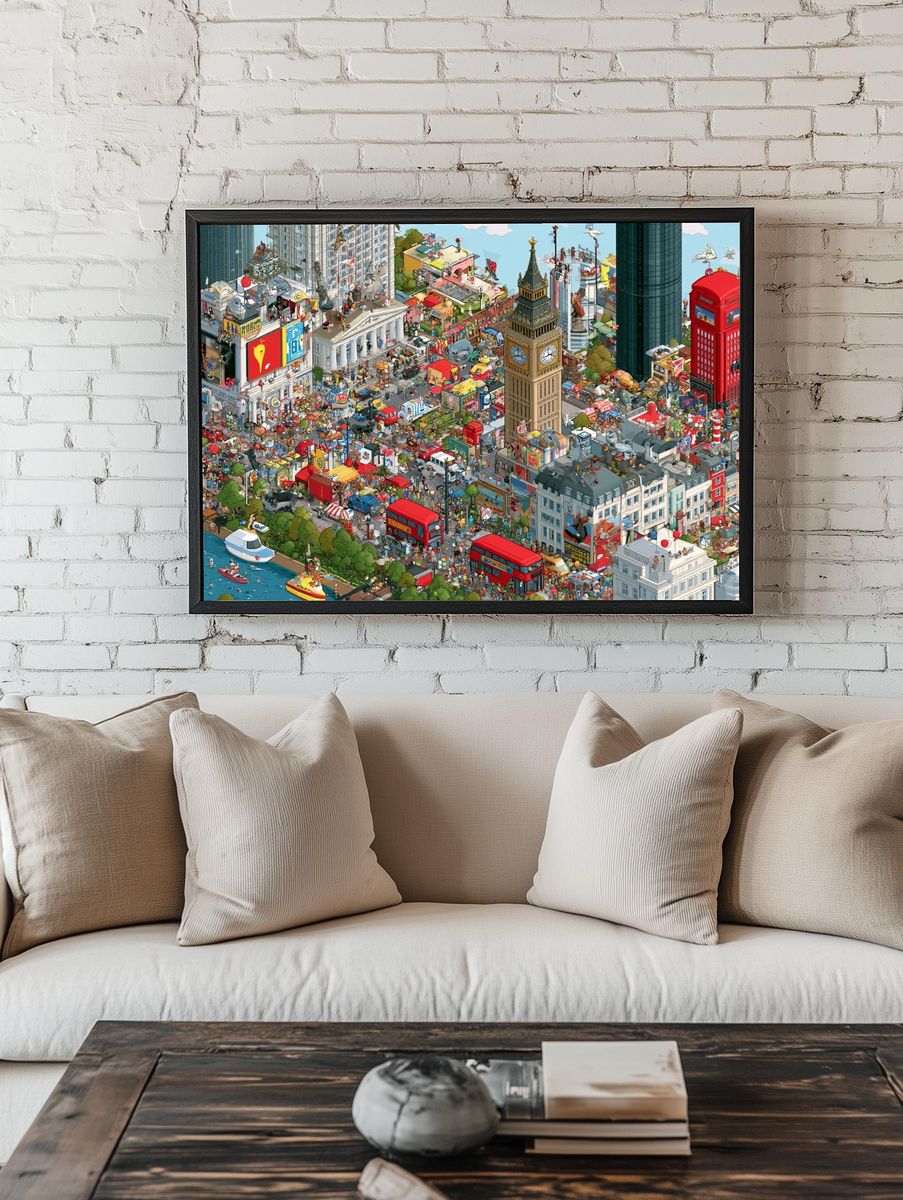 London City Collage Illustration Poster. — room view 1