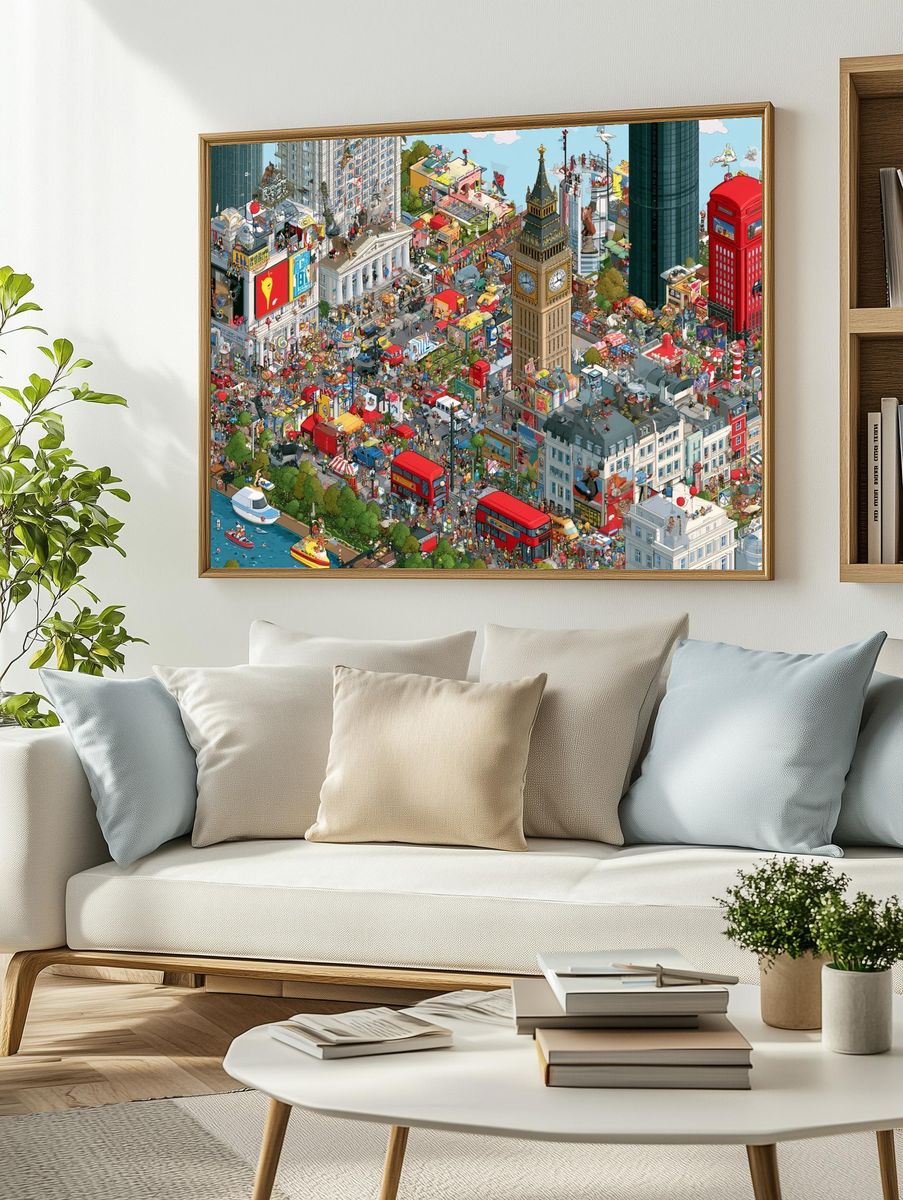 London City Collage Illustration Poster. — room view 2