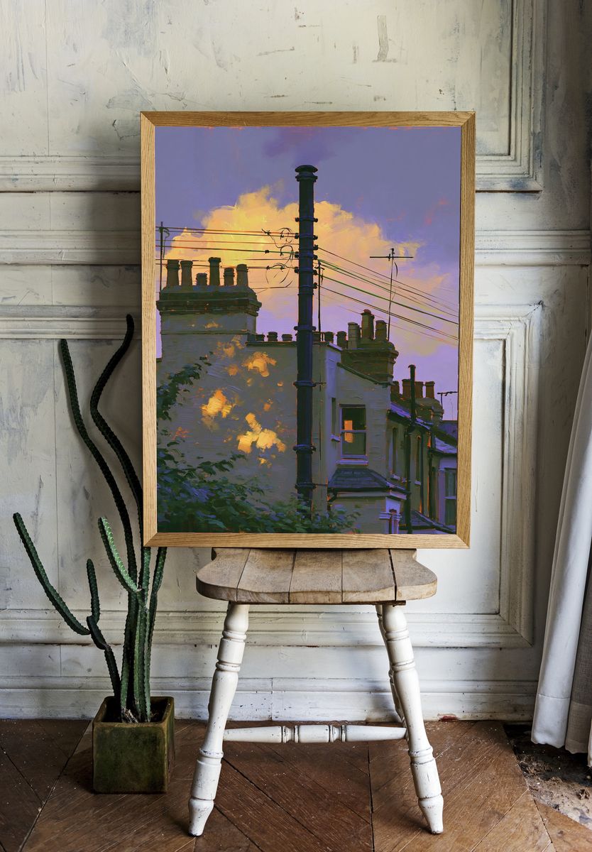 London Rooftops at Sunset Print. — room view 1