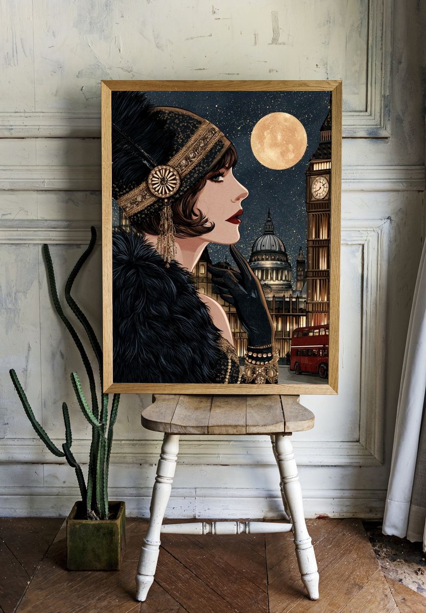 London Art Deco Woman Poster. room preview
