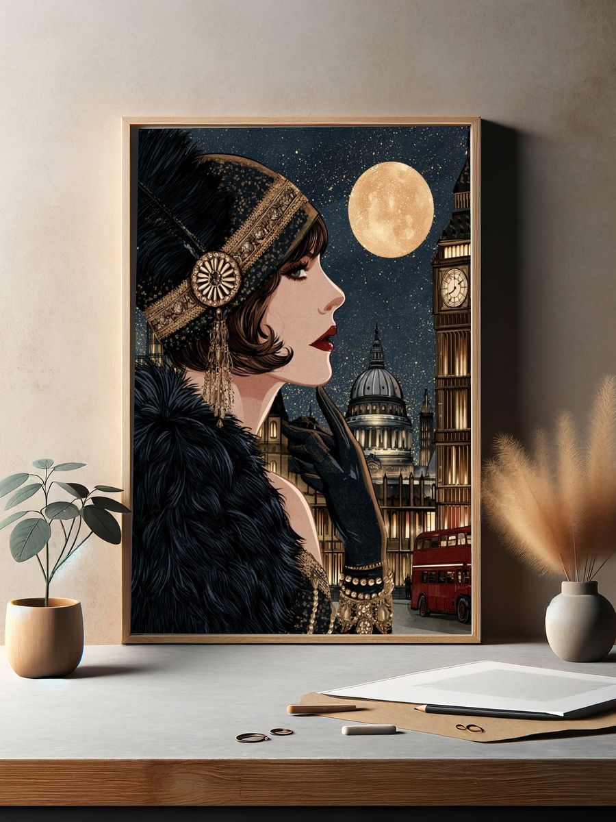 London Art Deco Woman Poster. — room view 2