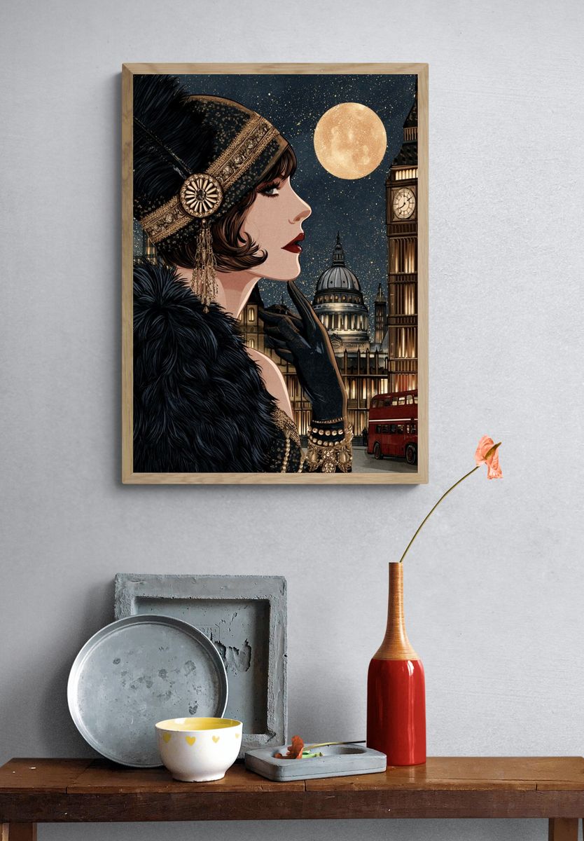 London Art Deco Woman Poster. — room view 3