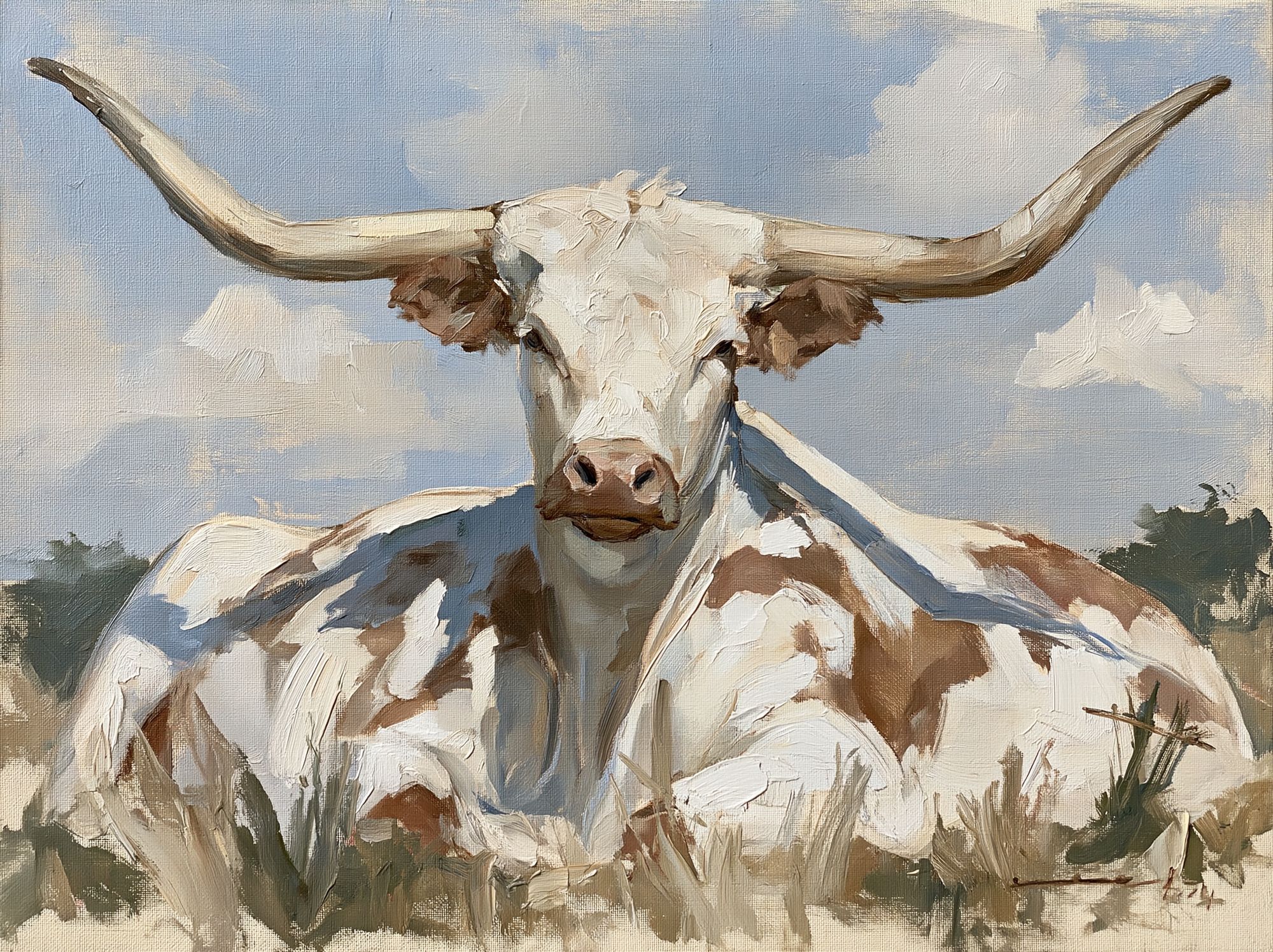 Longhorn Cattle Oil Painting Poster. poster — fine-art art