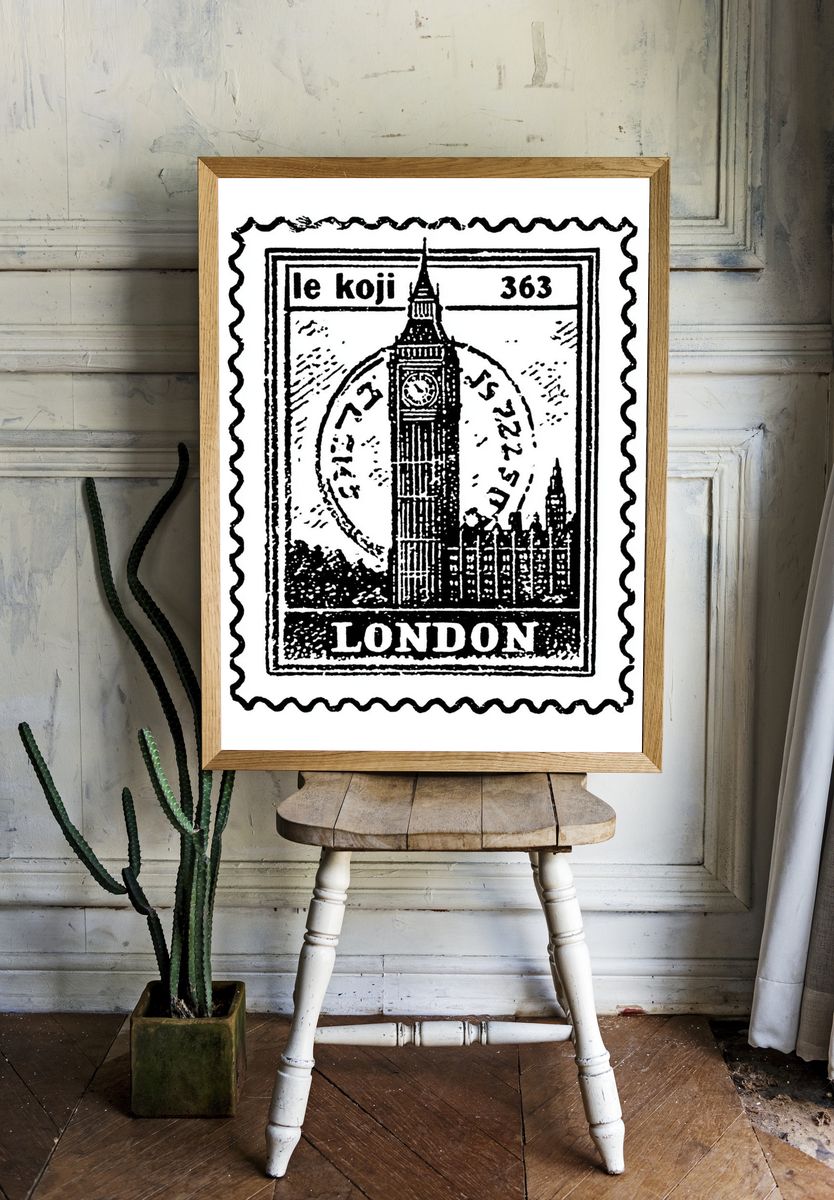 London Big Ben Vintage Print. room preview