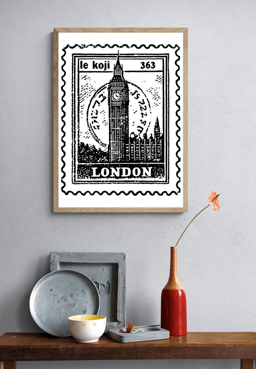 London Big Ben Vintage Print. — room view 3