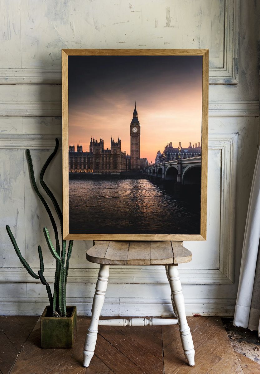 London Big Ben Sunset Print. — room view 1