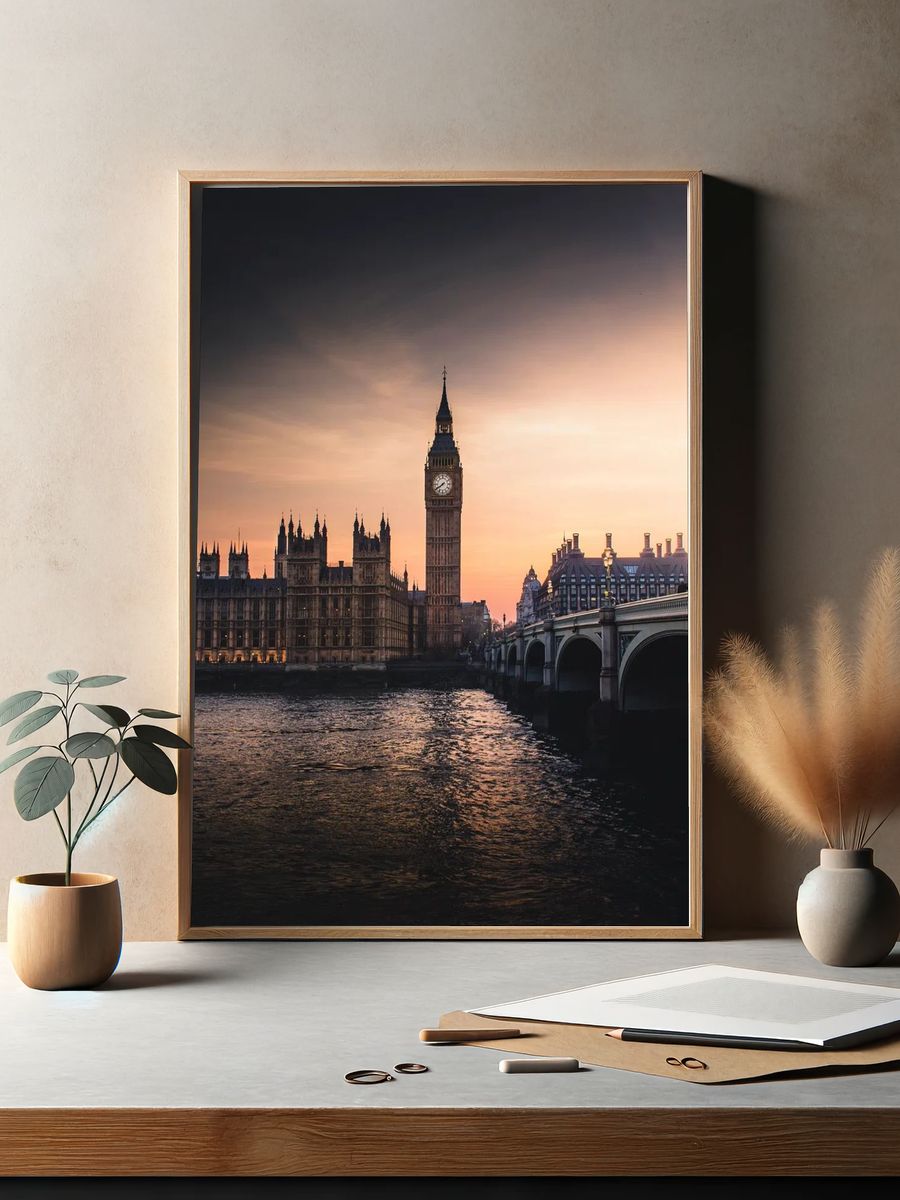 London Big Ben Sunset Print. — room view 2