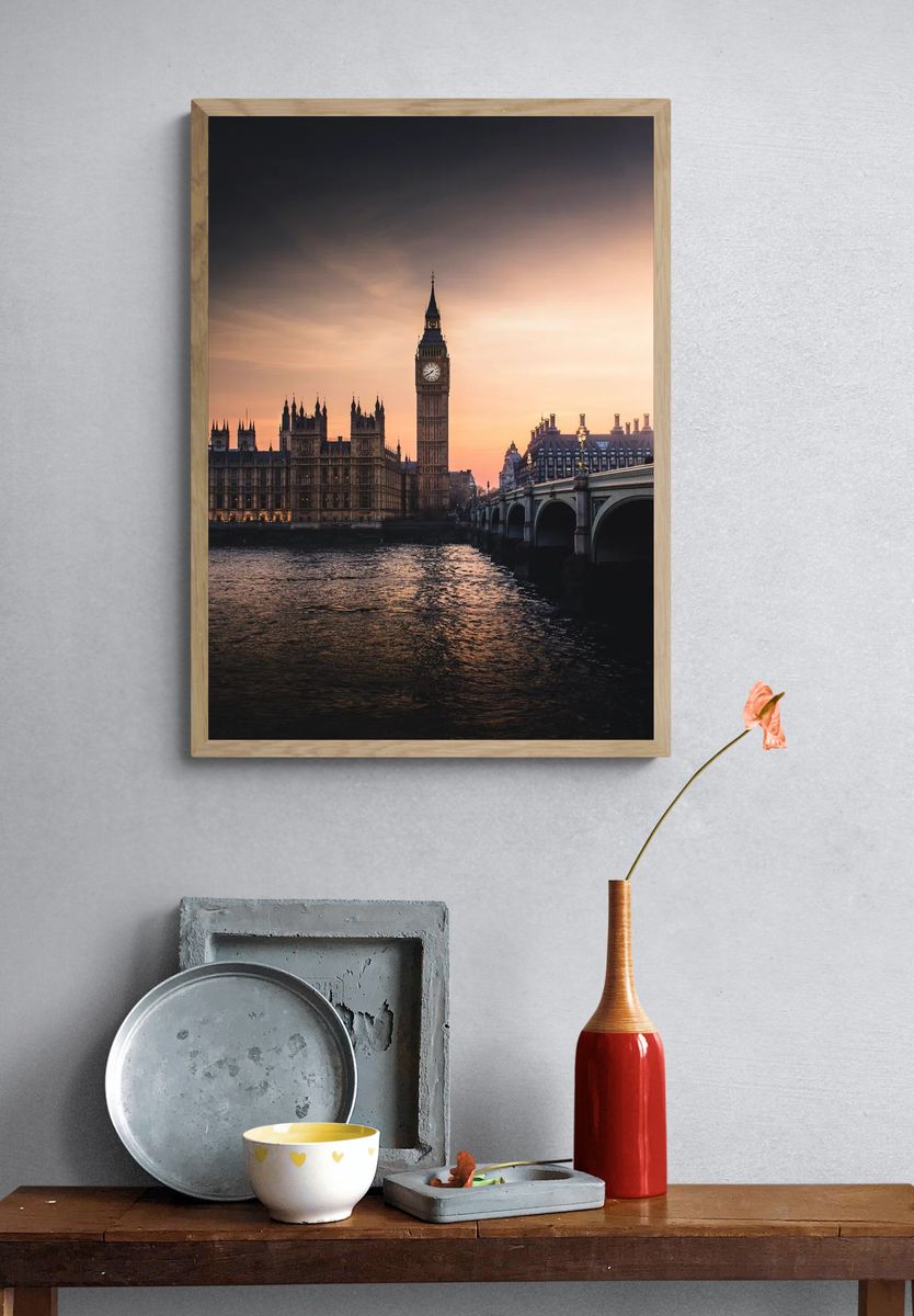 London Big Ben Sunset Print. — room view 3