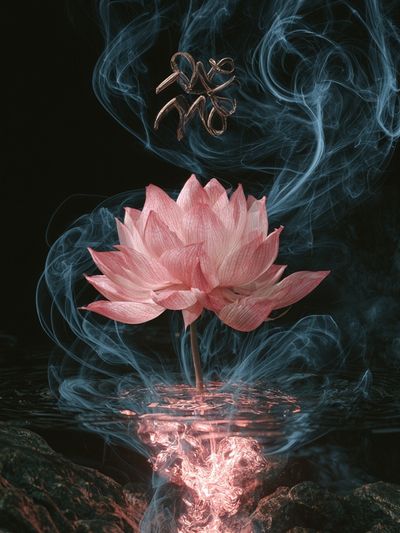 Lotus Smoke Surrealism Print. poster