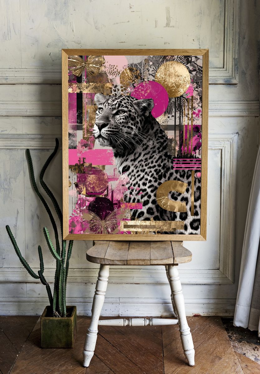 Leopard Glam Collage Poster. — room view 1