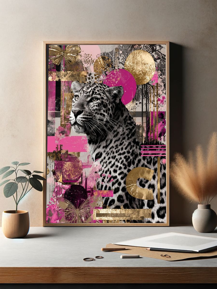 Leopard Glam Collage Poster. — room view 2