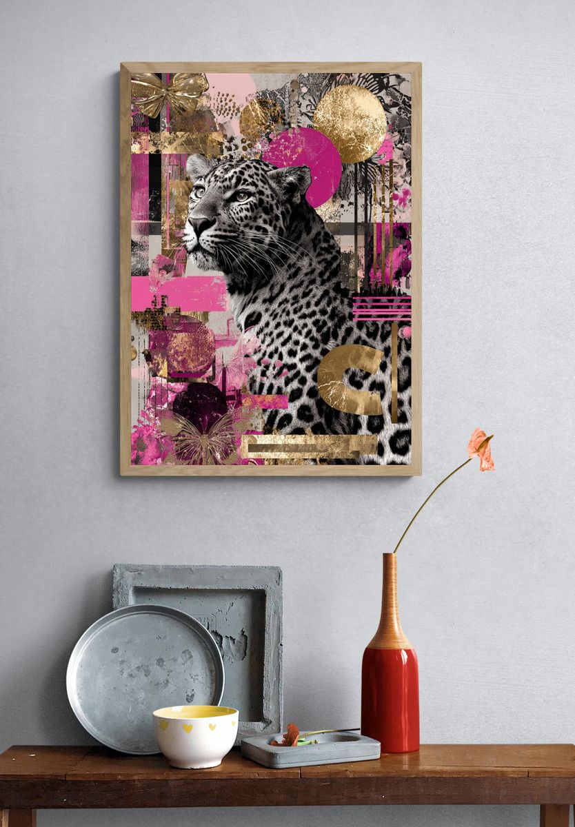 Leopard Glam Collage Poster. — room view 3
