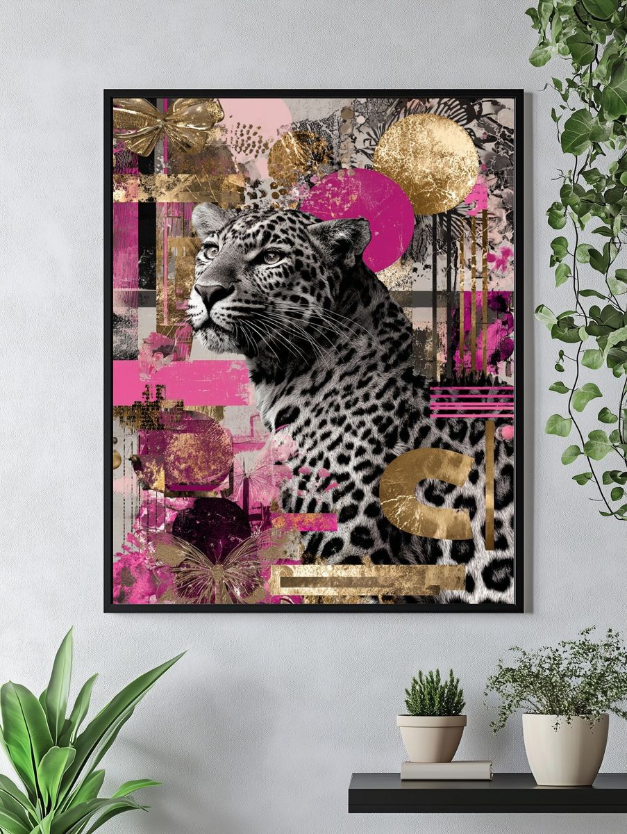 Leopard Glam Collage Poster. — room view 4