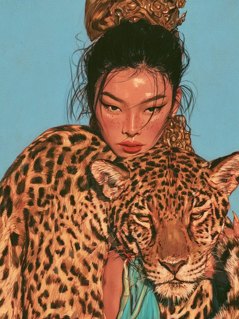 Leopard Portrait Illustration Poster. poster detail