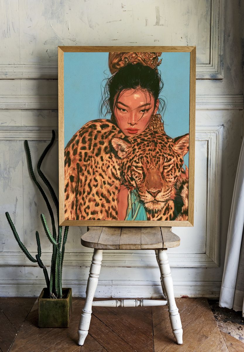 Leopard Portrait Illustration Poster. room preview