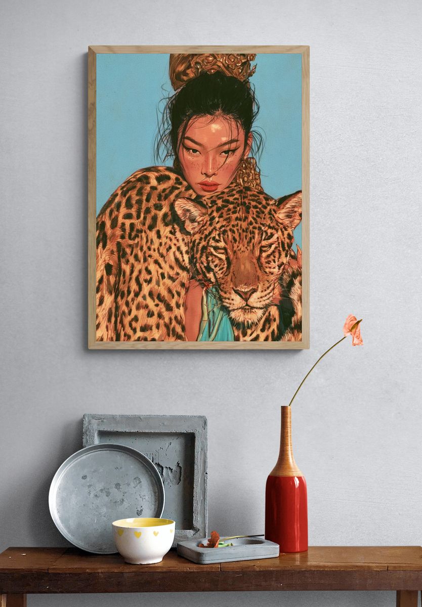 Leopard Portrait Illustration Poster. — room view 3
