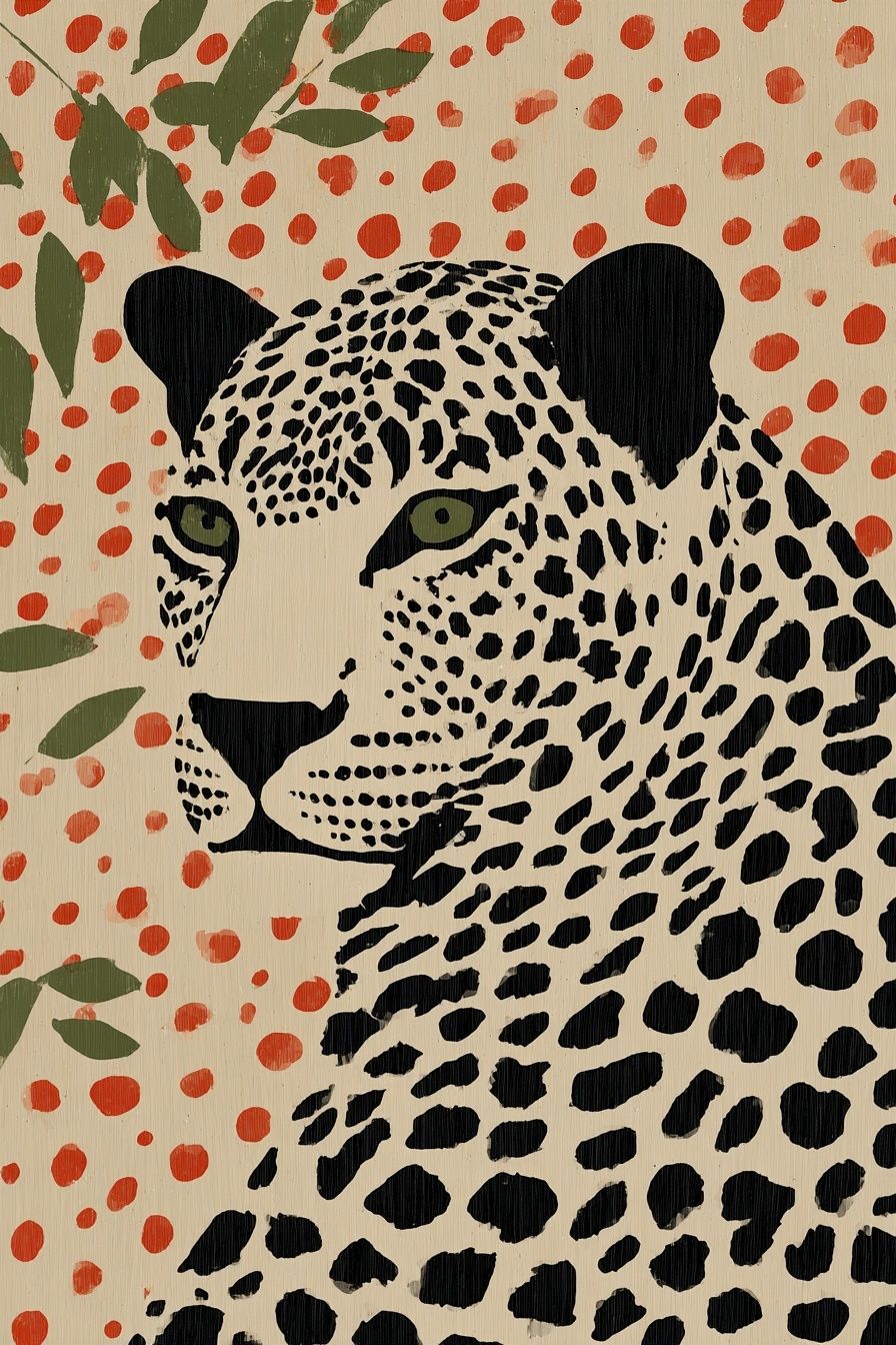 Leopard Portrait — Illustration Print. poster — illustration art