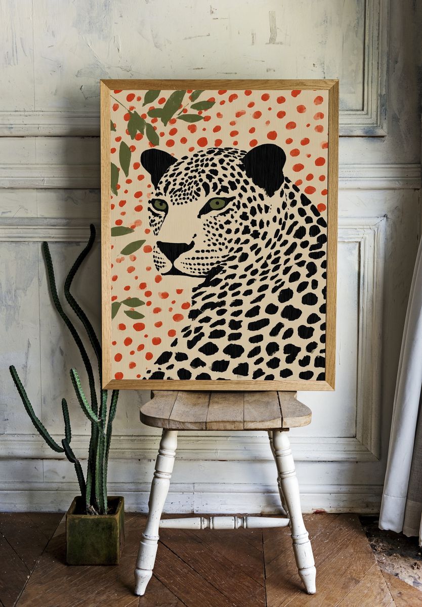 Leopard Portrait — Illustration Print. — room view 1