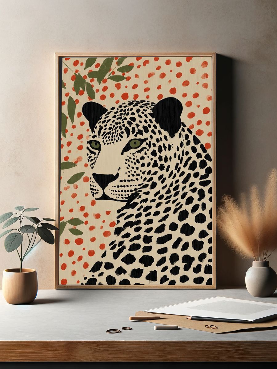Leopard Portrait — Illustration Print. — room view 2