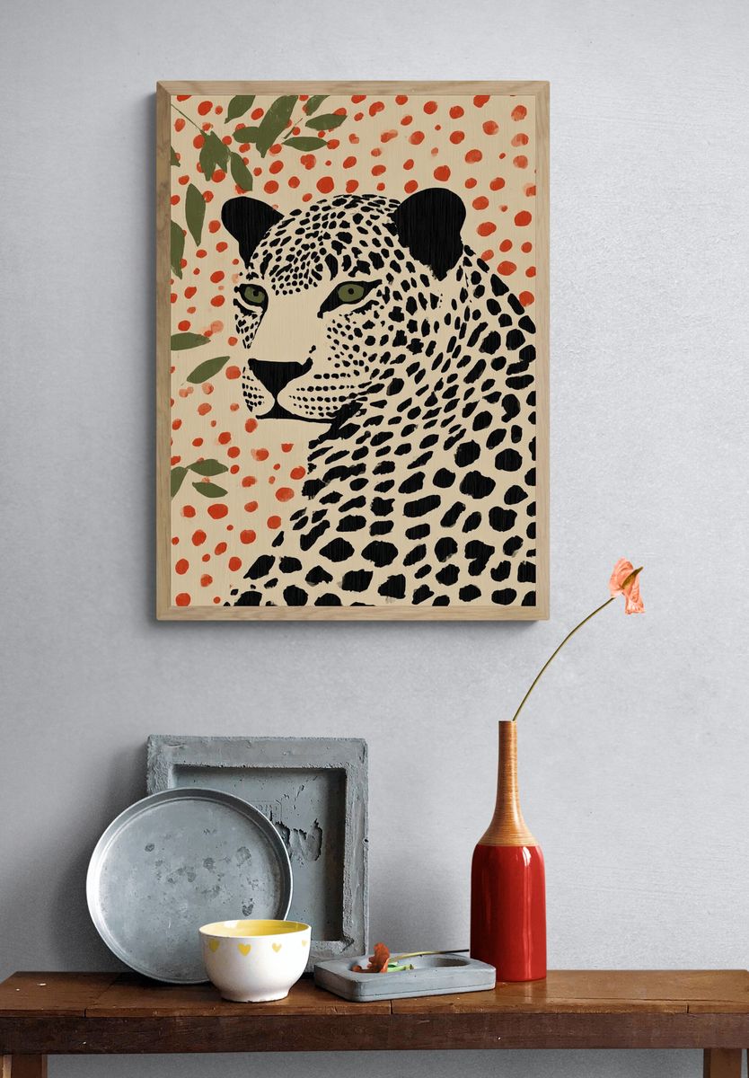Leopard Portrait — Illustration Print. — room view 3