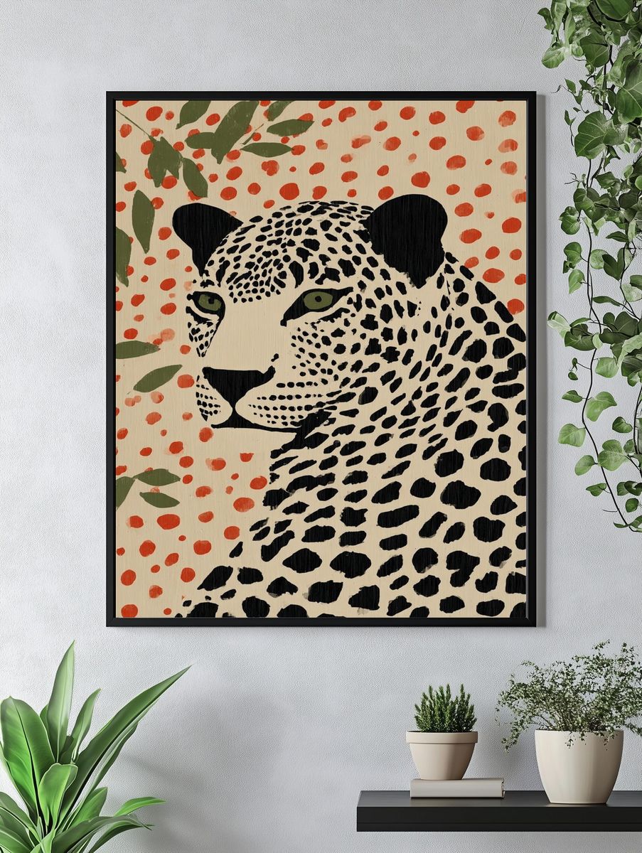 Leopard Portrait — Illustration Print. — room view 4