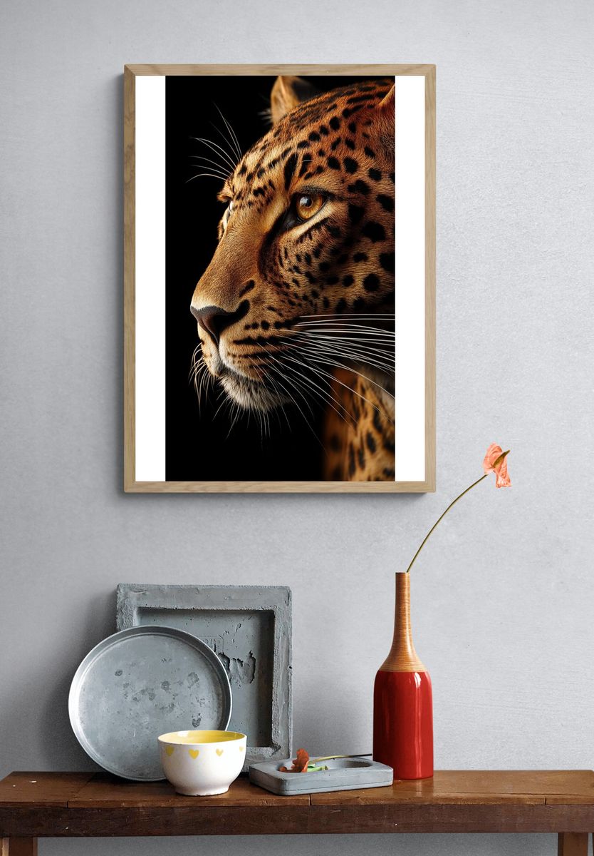 Leopard Portrait Photography Poster. — room view 3