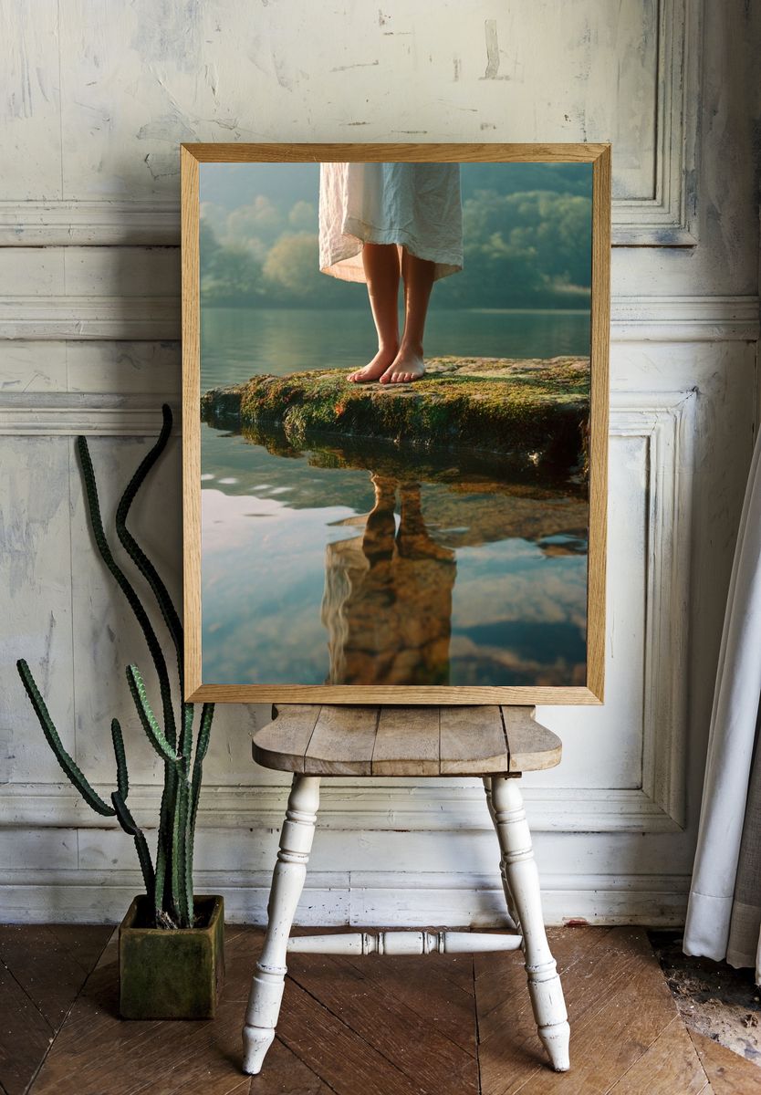Lakeside Reflection Photography Poster. — room view 1