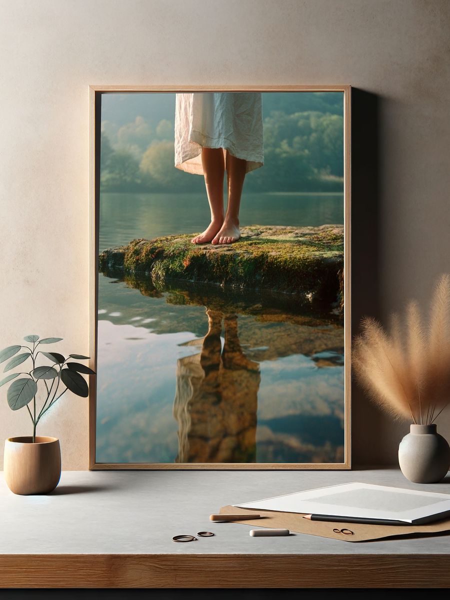 Lakeside Reflection Photography Poster. — room view 2