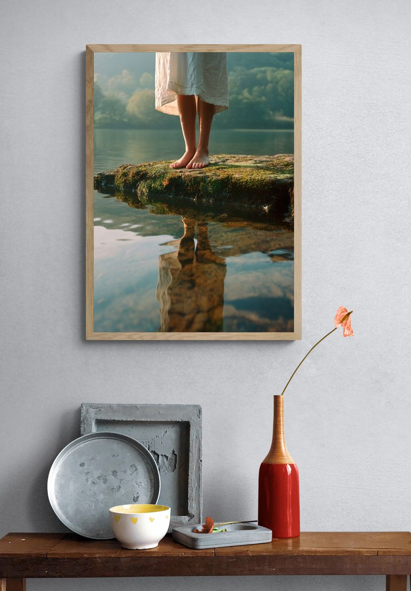 Lakeside Reflection Photography Poster. — room view 3