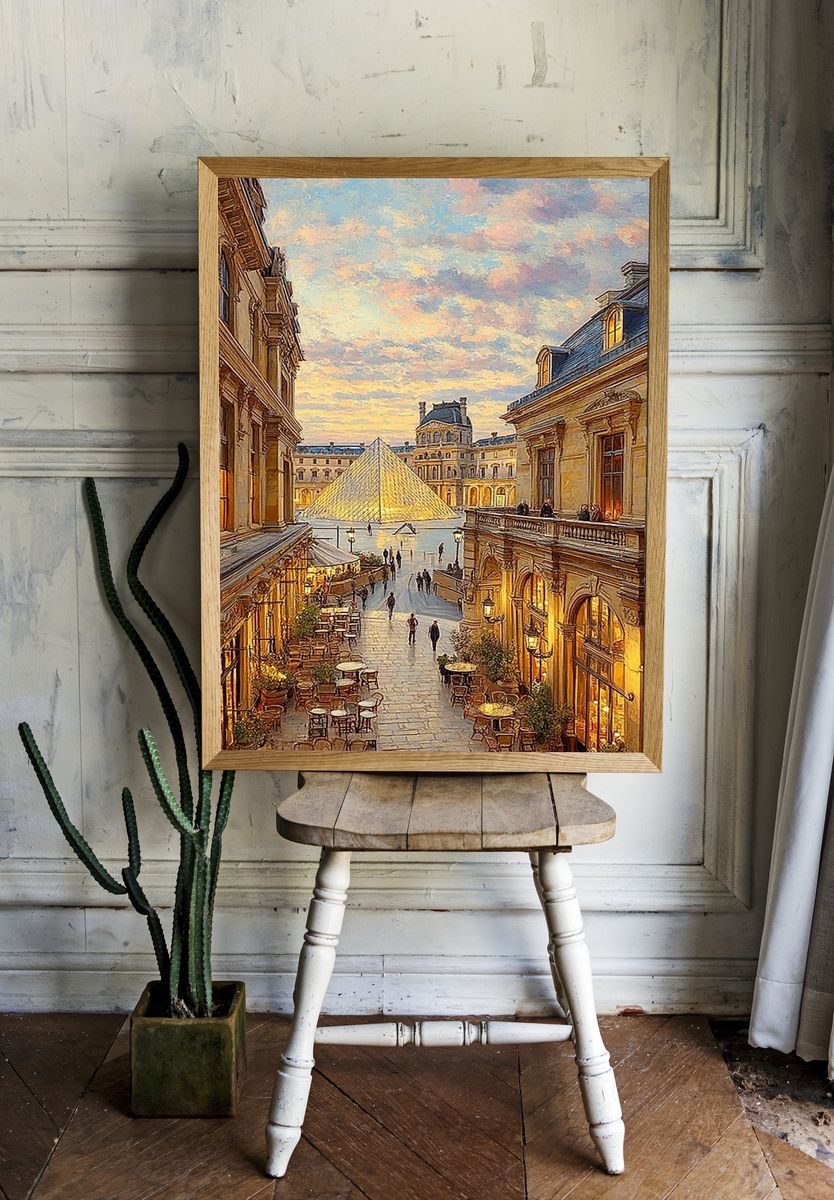 Louvre Pyramid at Sunset — Fine Art Print. — room view 1